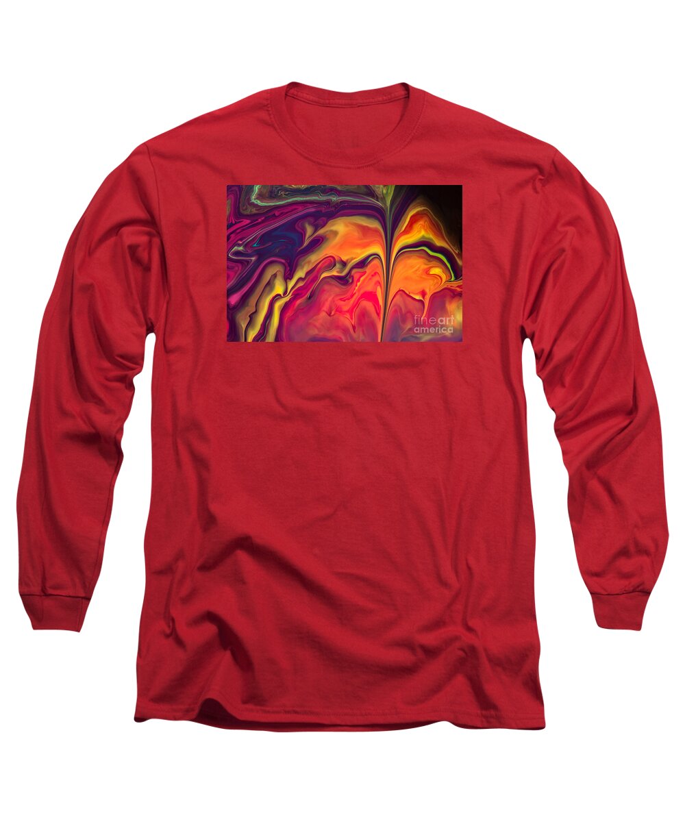 Abstract Long Sleeve T-Shirt featuring the painting Carved in Stone by Patti Schulze