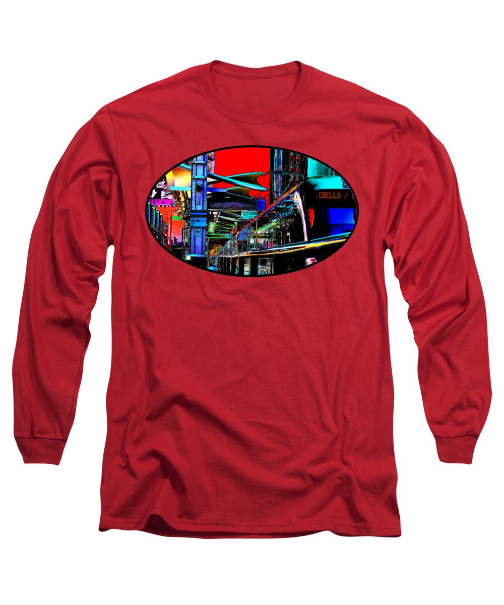 Train Long Sleeve T-Shirt featuring the photograph City Tansit Pop Art by Phyllis Denton