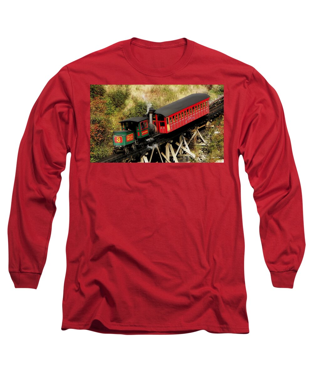 White Mountains Long Sleeve T-Shirt featuring the photograph Cog Railway Vintage by Harry Moulton