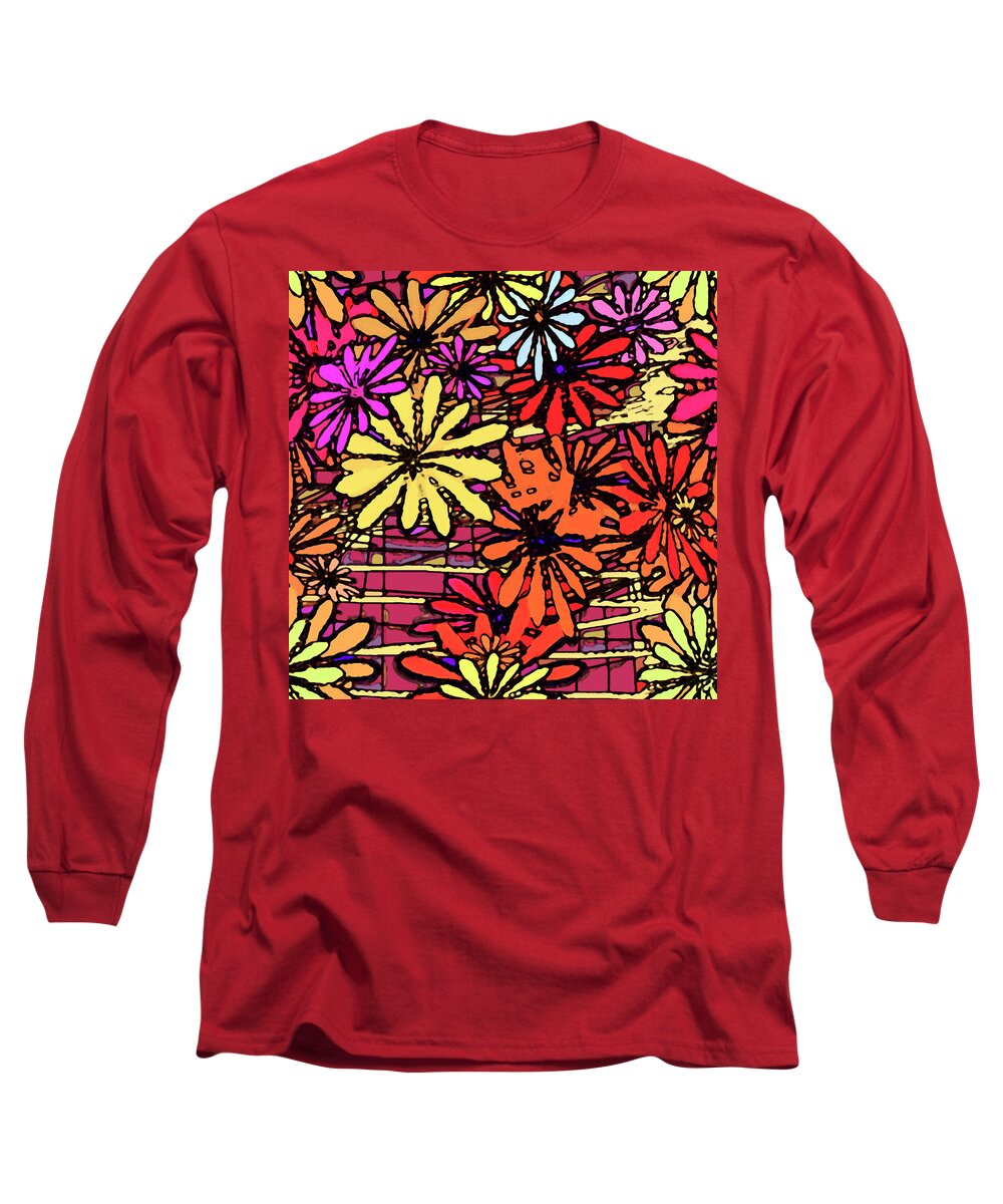 Floral Abstract Long Sleeve T-Shirt featuring the digital art Colorful Expressions by Susan Lafleur