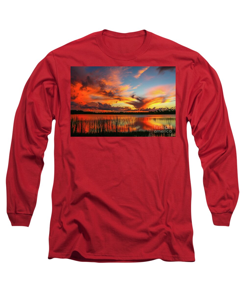 Sunset Long Sleeve T-Shirt featuring the photograph Colorful Fort Pierce Sunset by Tom Claud