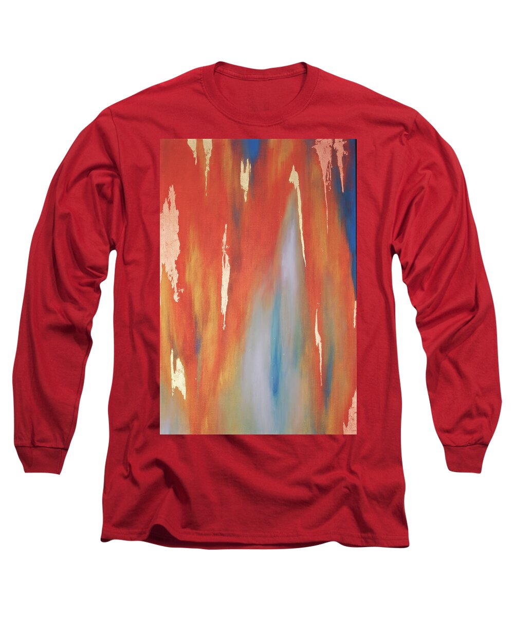 Abstract Long Sleeve T-Shirt featuring the painting Copper Abstract 1 by Michelle Joseph-Long