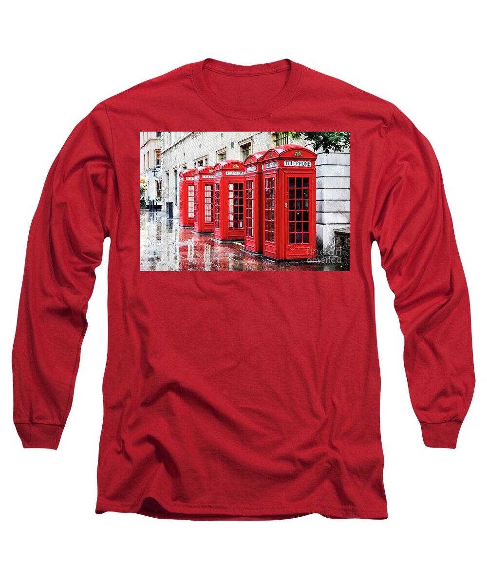 London Long Sleeve T-Shirt featuring the photograph Covent Garden phone boxes by Jane Rix