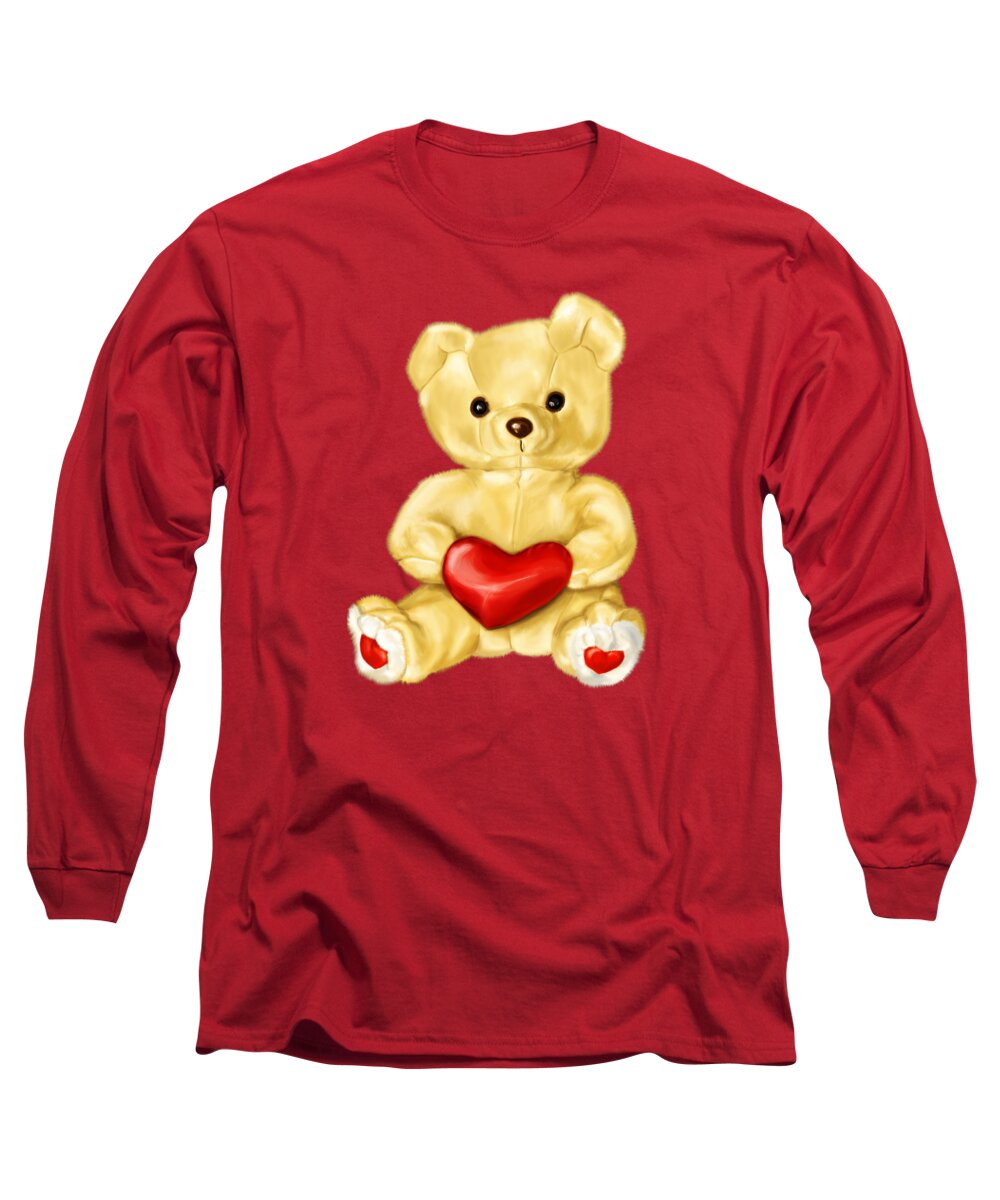 Cute Teddy Bear Long Sleeve T-Shirt featuring the digital art Cute Teddy Bear Hypnotist by Boriana Giormova