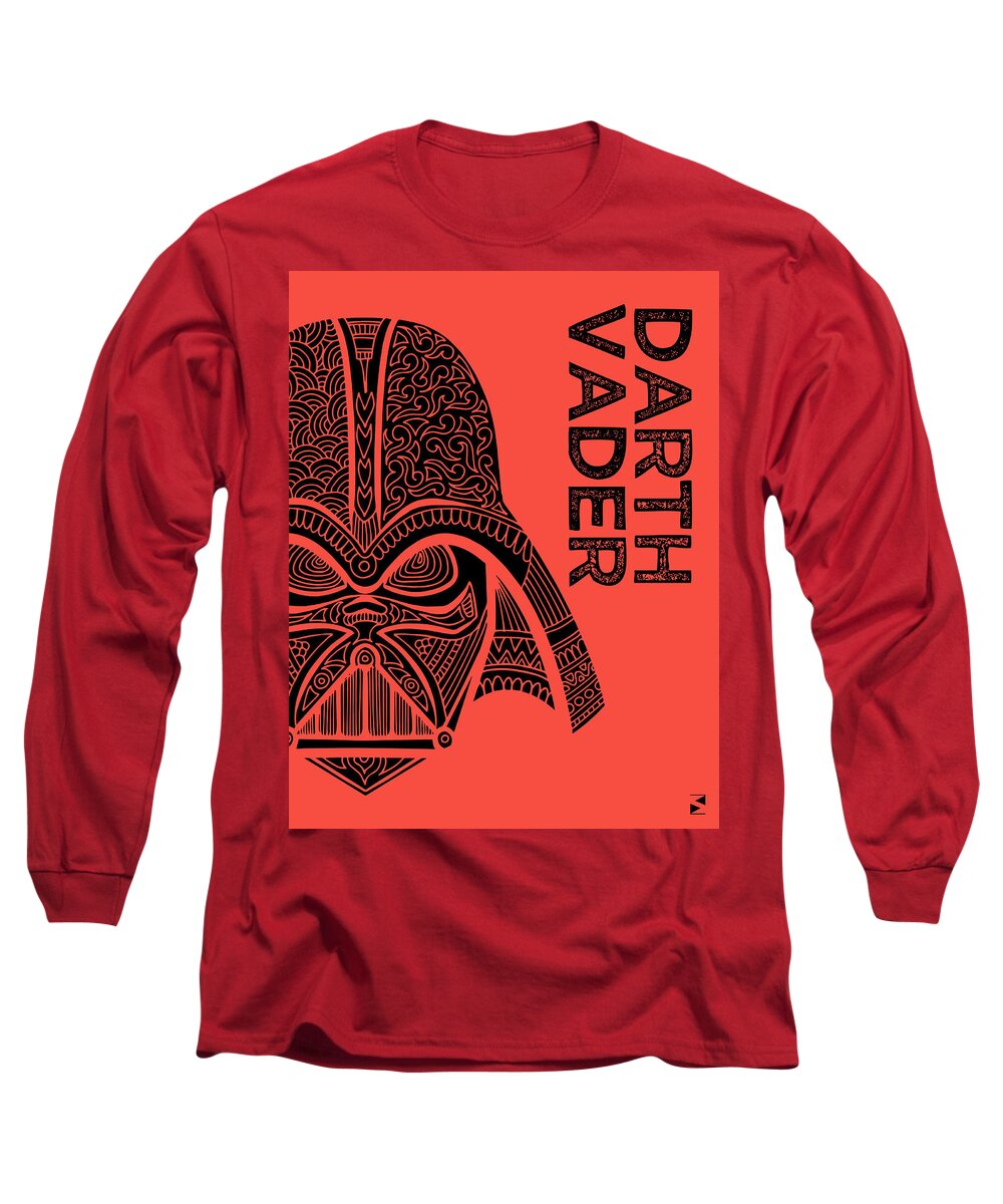 Darth Vader Long Sleeve T-Shirt featuring the mixed media Darth Vader - Star Wars Art - Red by Studio Grafiikka