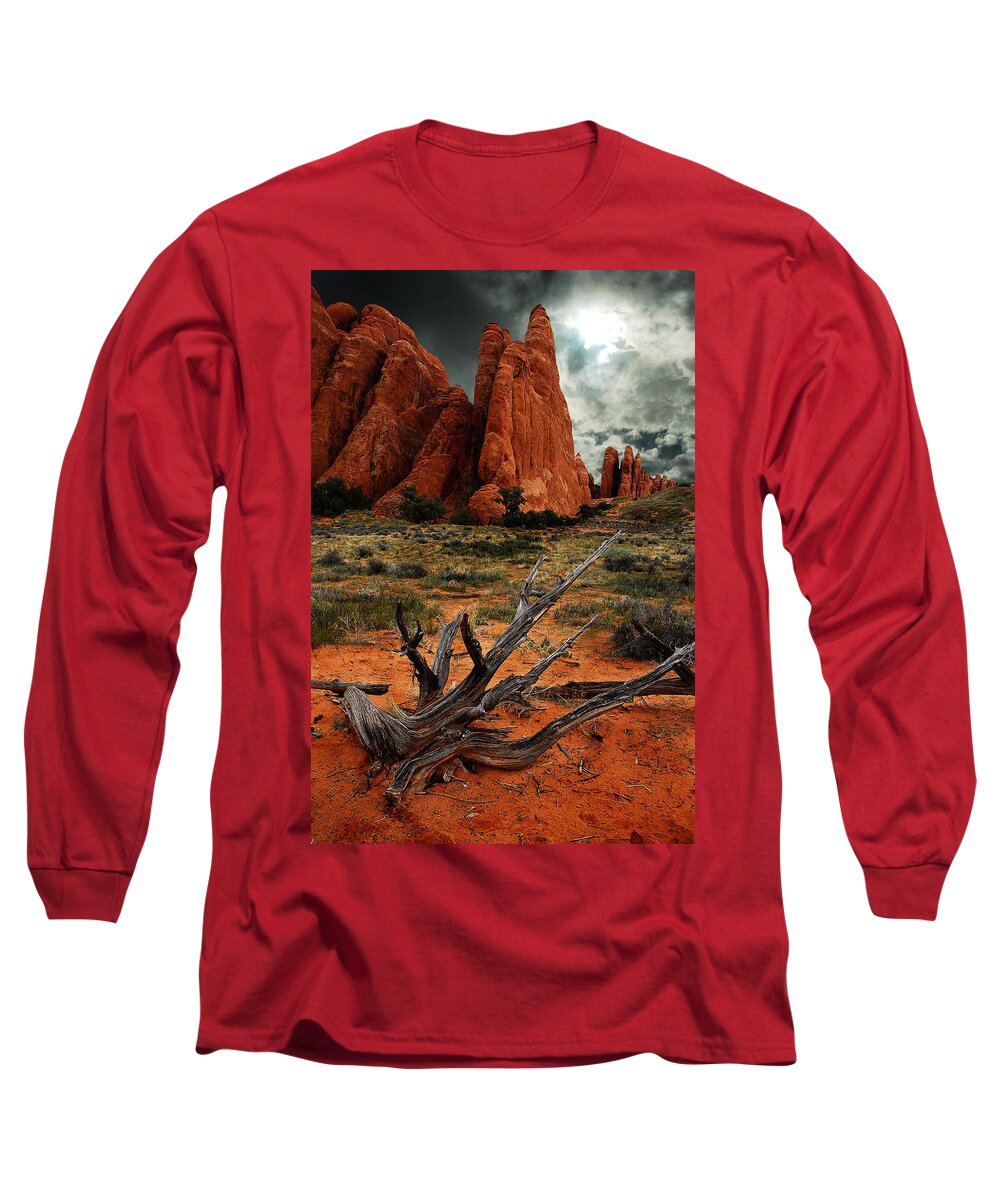 Arches National Park Long Sleeve T-Shirt featuring the photograph Desert Floor by Harry Spitz