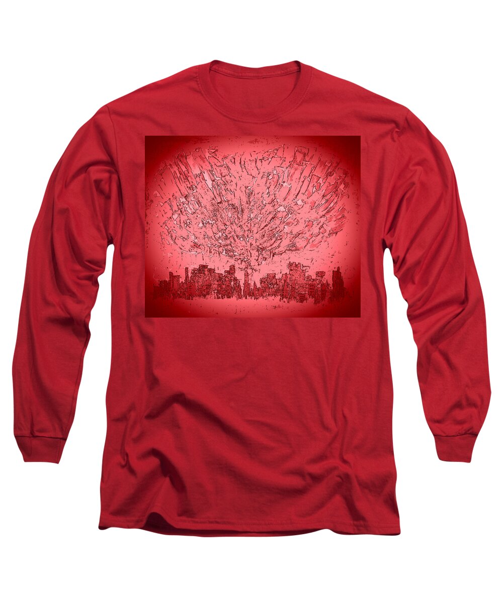 City Digital Arwork Long Sleeve T-Shirt featuring the painting DG3 - yes heart D3 by KUNST MIT HERZ Art with heart