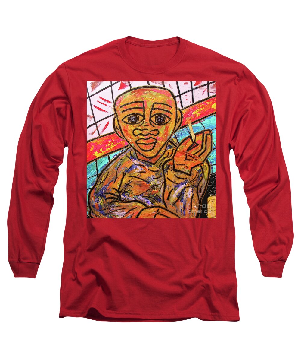 Acrylic Long Sleeve T-Shirt featuring the painting Diners At The Bar by Odalo Wasikhongo