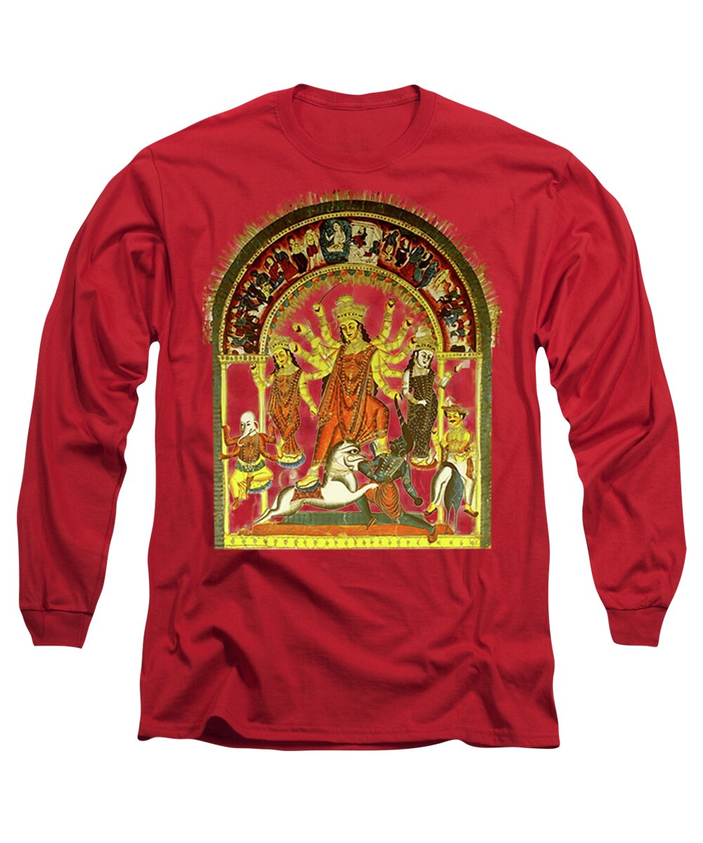 Durga Long Sleeve T-Shirt featuring the digital art Durga by Asok Mukhopadhyay