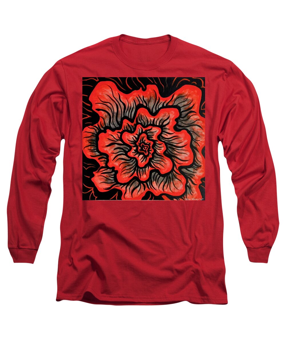 Acrylic On Canvas Long Sleeve T-Shirt featuring the painting Dynamic Thought Flower #5 by Bryon Stewart
