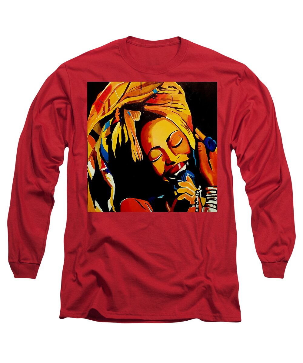 Erykah Badu Colorfulr Soul Long Sleeve T-Shirt featuring the painting E's Inner Soul by Femme Blaicasso