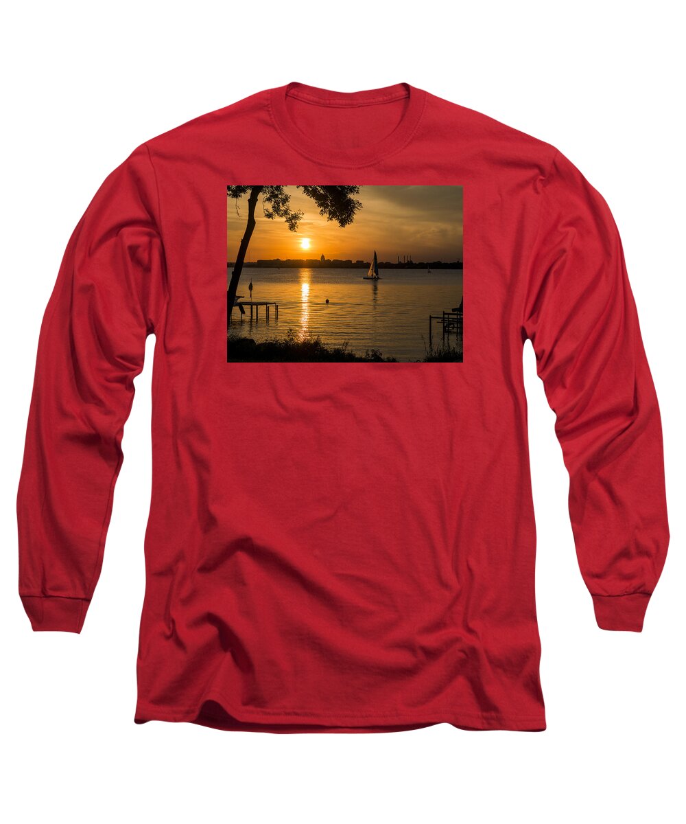 Capitol Long Sleeve T-Shirt featuring the photograph Evening Sail - Madison - Wisconsin by Steven Ralser