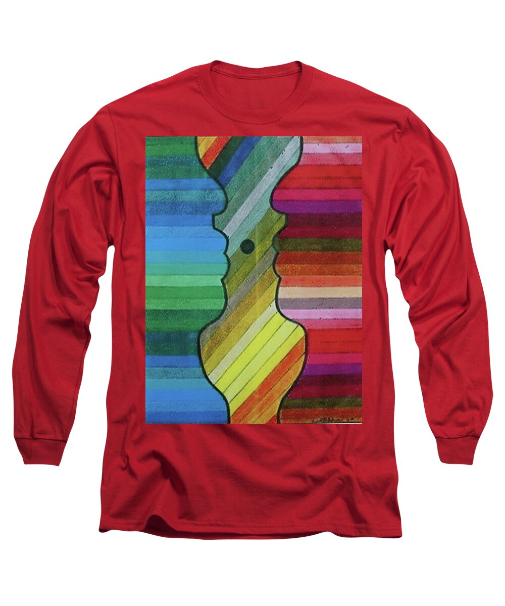 Colored Pencil Long Sleeve T-Shirt featuring the drawing Faces of Pride by Art By Naturallic