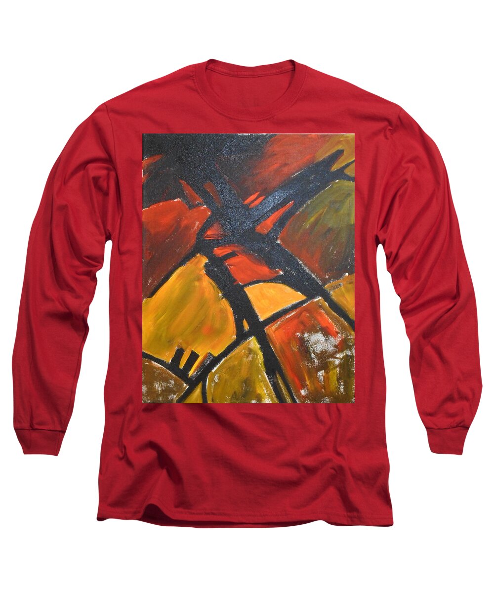 Landscape Long Sleeve T-Shirt featuring the painting Farmlands by Sharon Cromwell