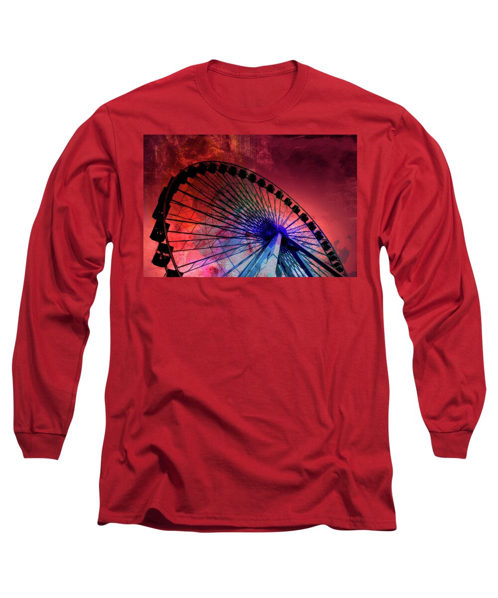 Louvre Long Sleeve T-Shirt featuring the mixed media Ferris 8 by Priscilla Huber