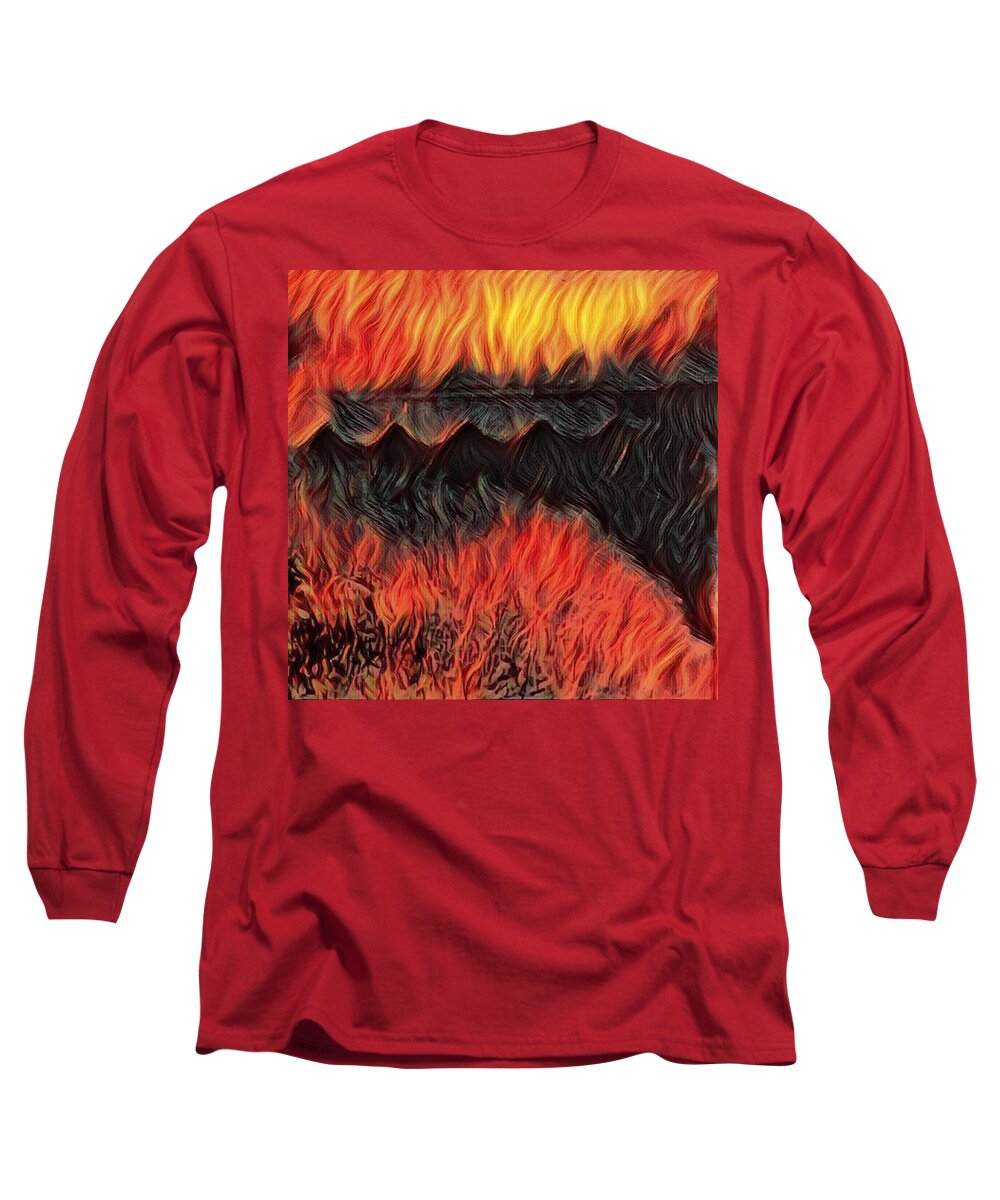 A Hot Valley Of Flames Long Sleeve T-Shirt featuring the photograph A Hot Valley Of Flames by Brenae Cochran