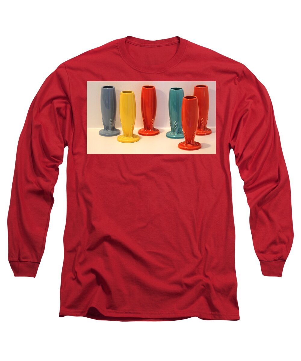 Skompski Long Sleeve T-Shirt featuring the photograph Fiestaware Bud Vases by Joseph Skompski
