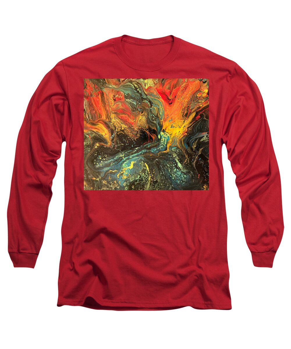 Fight Long Sleeve T-Shirt featuring the painting Fight by Dorothy Maier