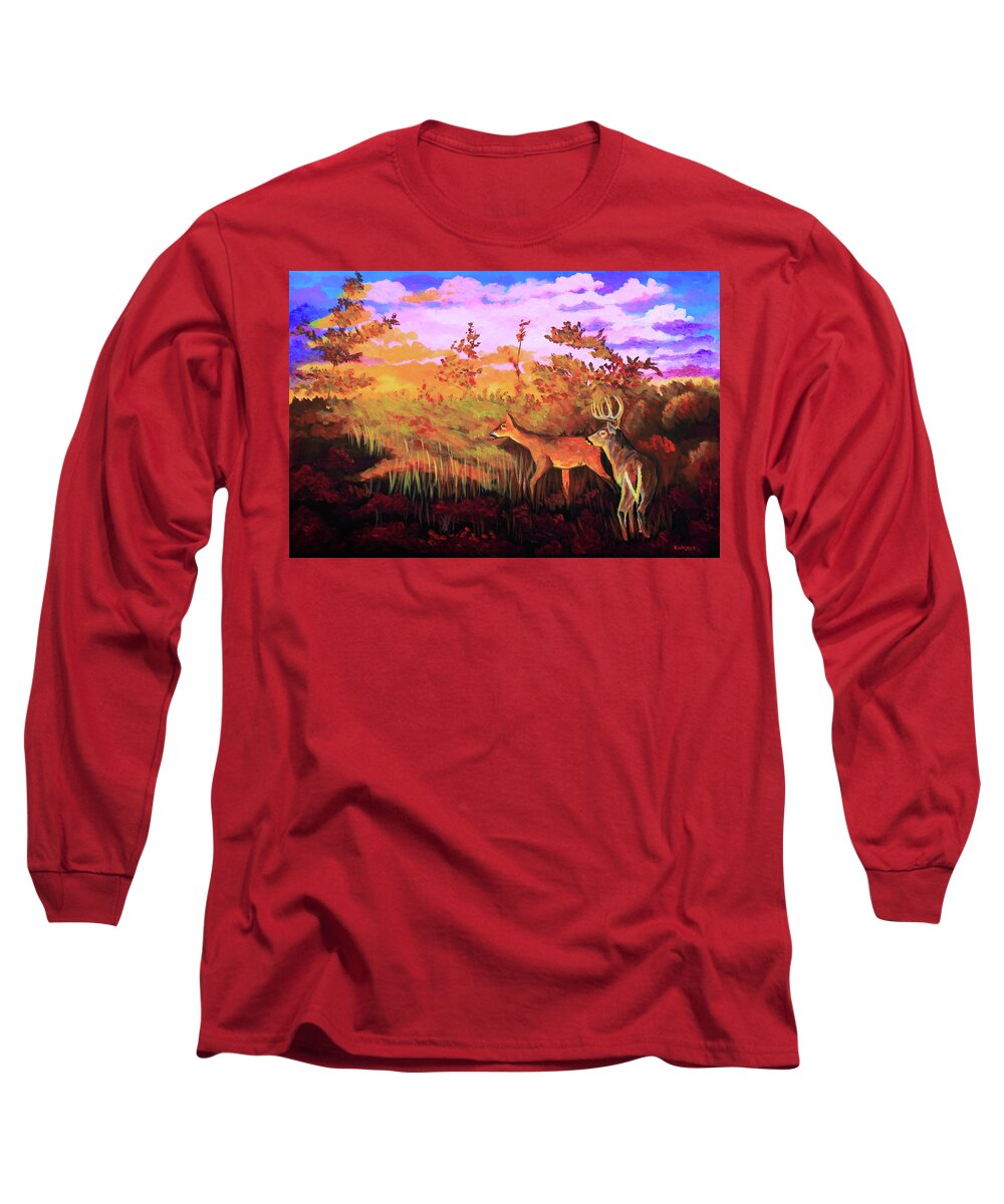 Landscape Long Sleeve T-Shirt featuring the painting First Light by Karl Wagner