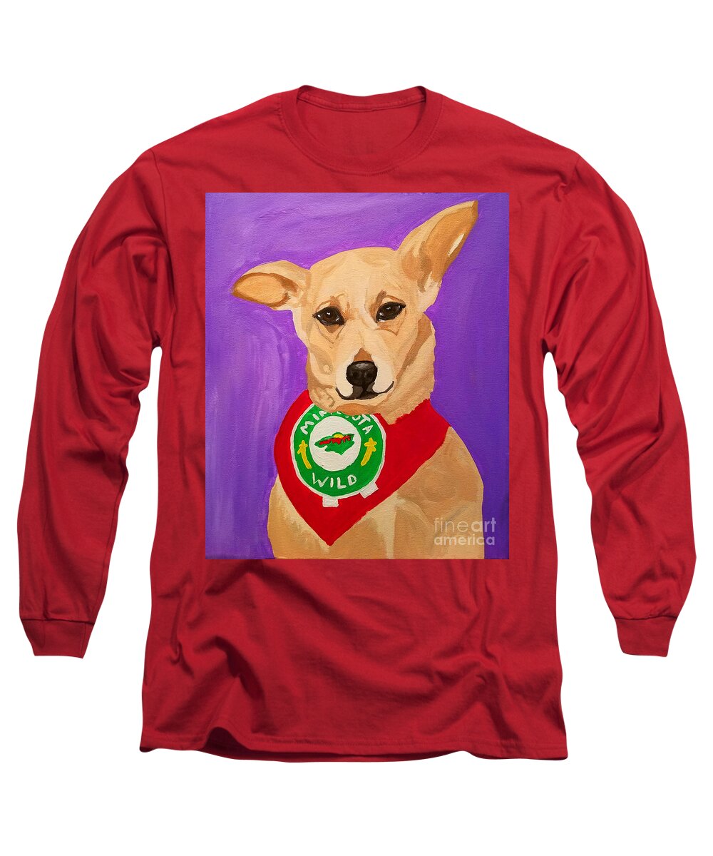 Dog Long Sleeve T-Shirt featuring the painting Floppy Ear by Ania M Milo