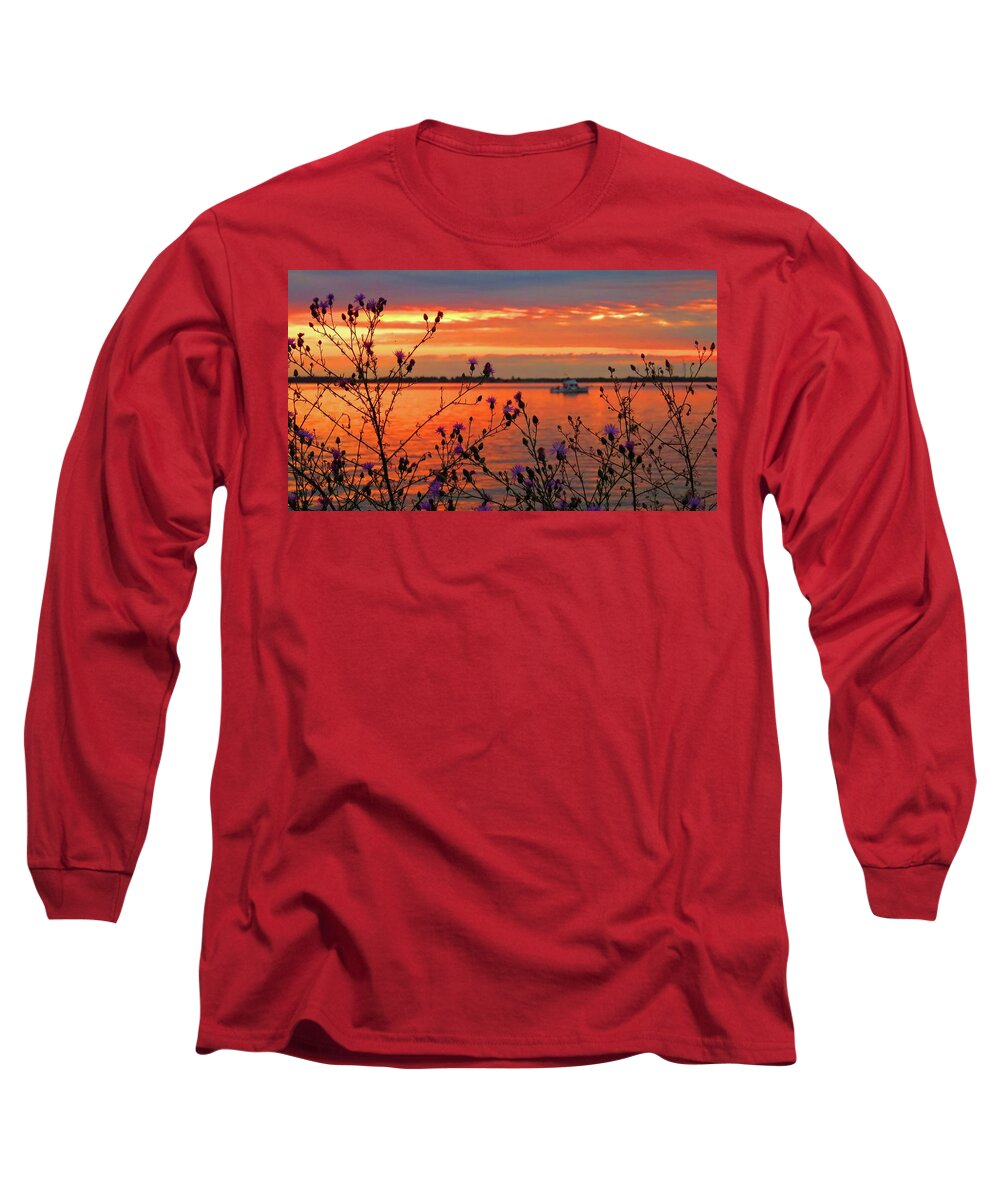 Tibbetts Point Long Sleeve T-Shirt featuring the photograph Flowers along the shore at Tibbetts Point by Dennis McCarthy