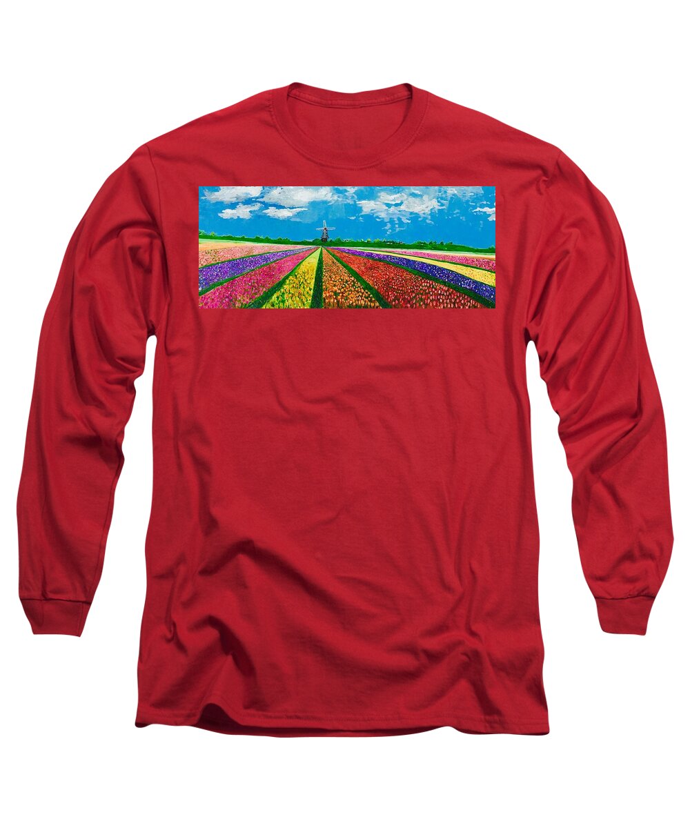 Wall Long Sleeve T-Shirt featuring the painting Follow the Rainbow by Belinda Low