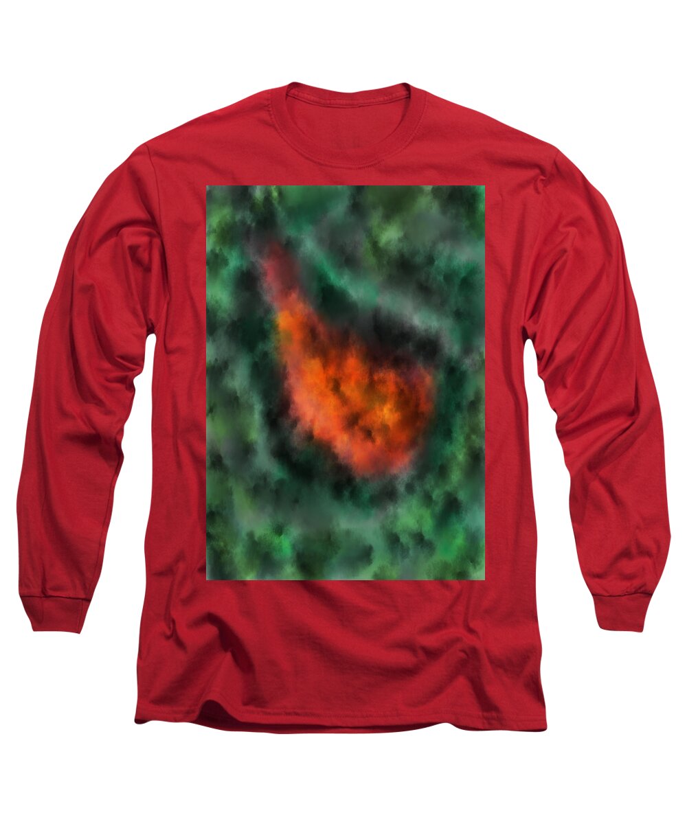 Forest Long Sleeve T-Shirt featuring the digital art Forest under fire by Piotr Dulski