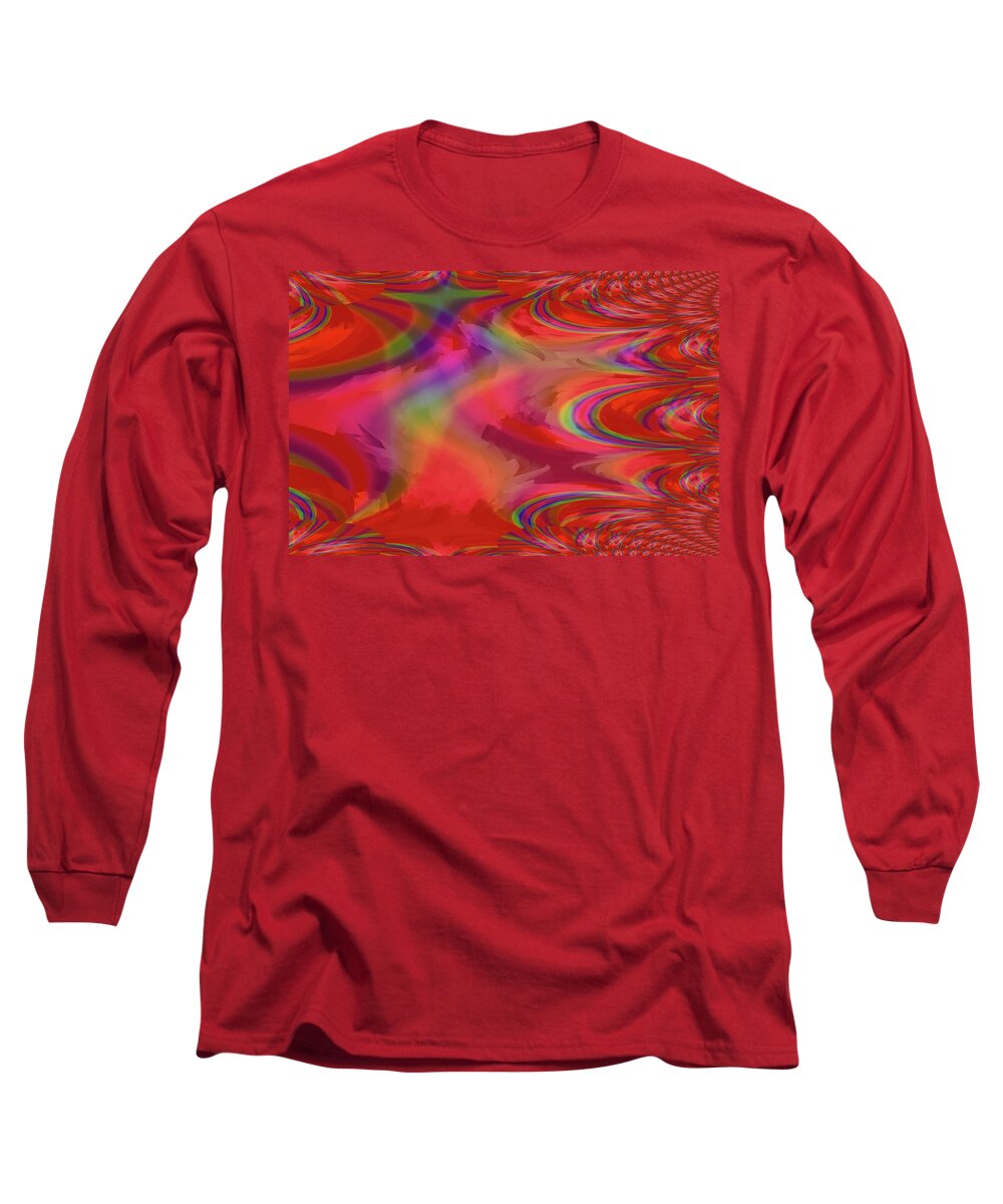 Abstract Long Sleeve T-Shirt featuring the photograph Fractal Red by Jeff Swan