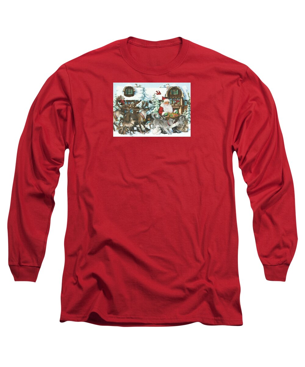 Santa Claus Long Sleeve T-Shirt featuring the painting Gifts for All by Lynn Bywaters