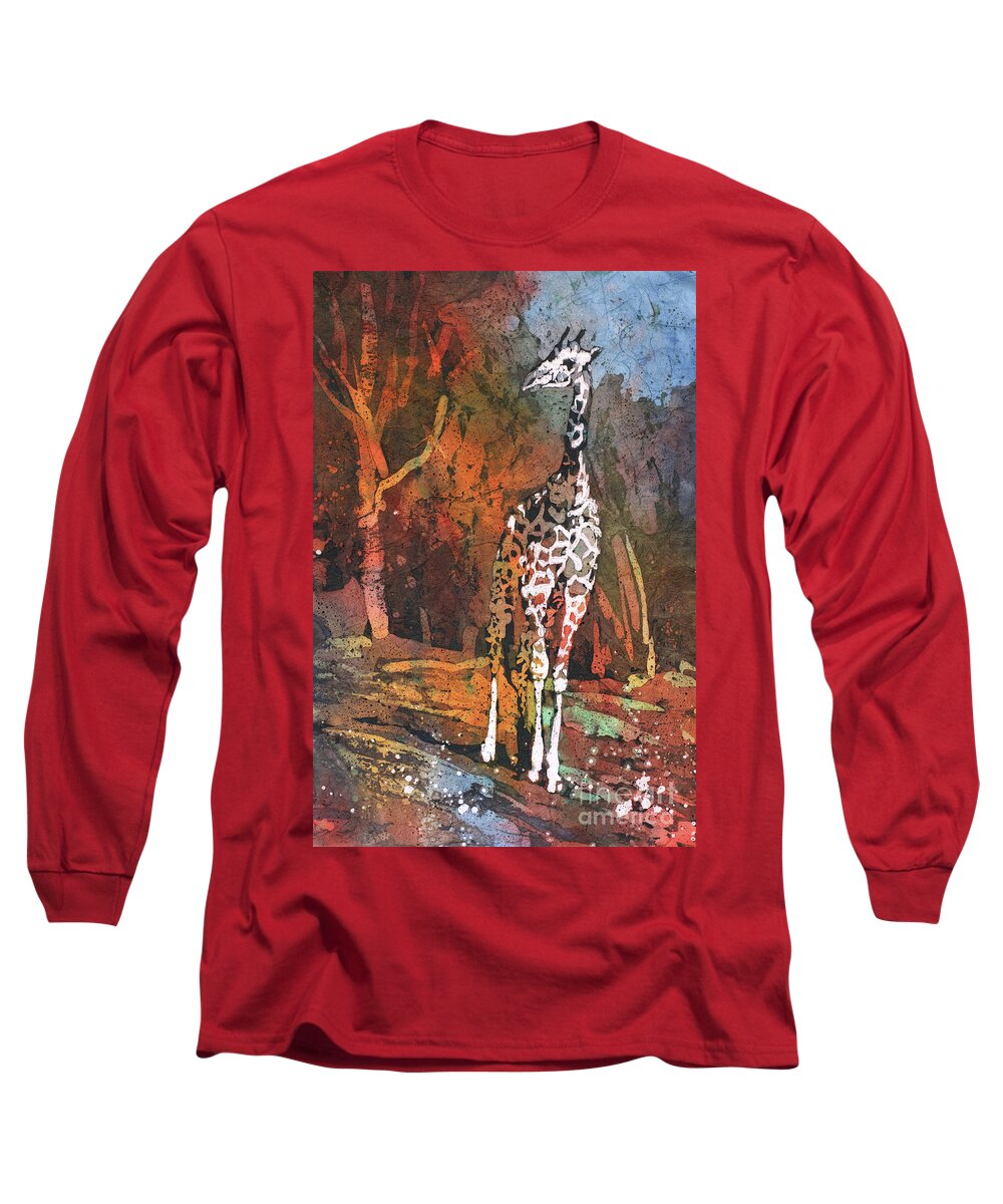 Art Society North Carolina Long Sleeve T-Shirt featuring the painting Giraffe Batik II by Ryan Fox