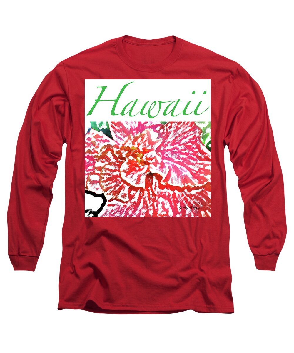 Hawaii Long Sleeve T-Shirt featuring the digital art Hawaii Blush by James Temple