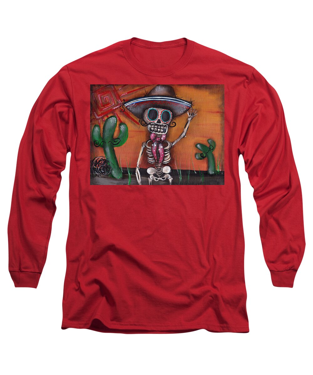 Day Of The Dead Long Sleeve T-Shirt featuring the painting Heat Wave by Abril Andrade