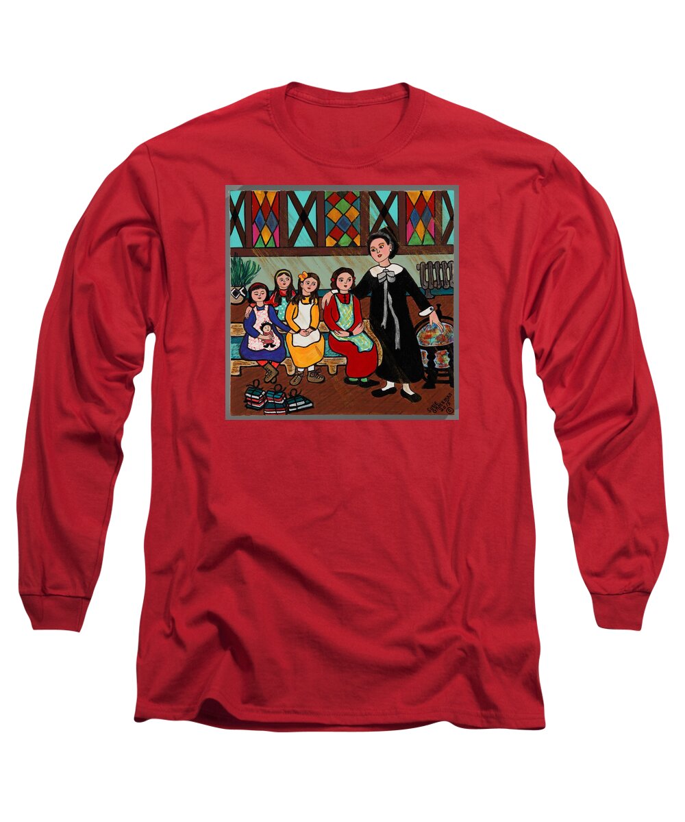 Teacher Long Sleeve T-Shirt featuring the painting History Lesson by Susie Grossman