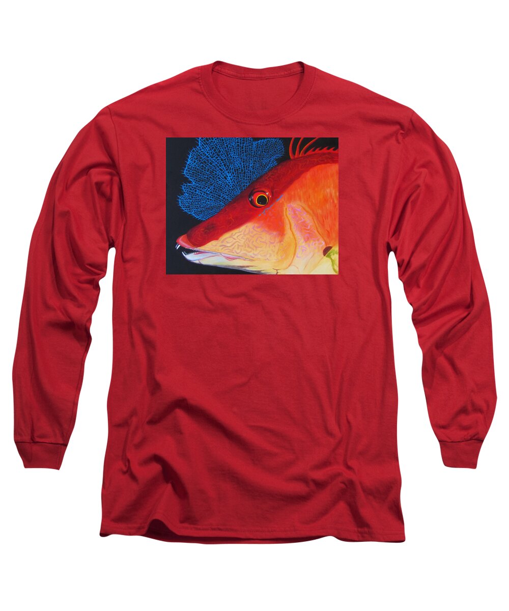 Fish Long Sleeve T-Shirt featuring the painting Hog Fish by Anne Marie Brown