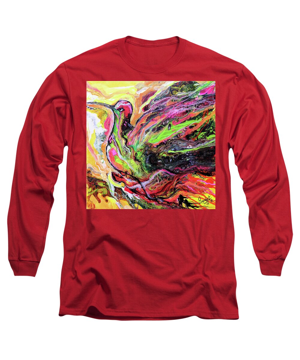 Humming Long Sleeve T-Shirt featuring the painting Humming To The Tune by Sarabjit Singh