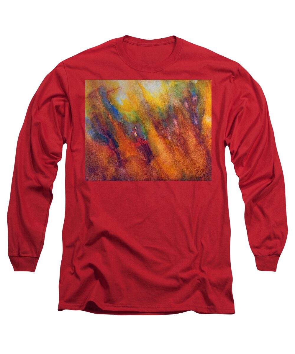 Watercolor Long Sleeve T-Shirt featuring the painting Hummy hills by Suzy Norris