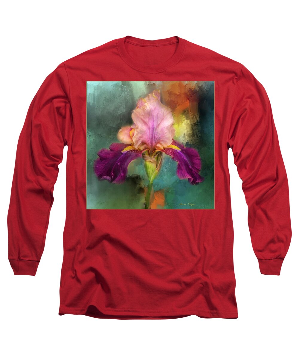 Abstract Long Sleeve T-Shirt featuring the photograph Iris Abstract by Harriet Feagin
