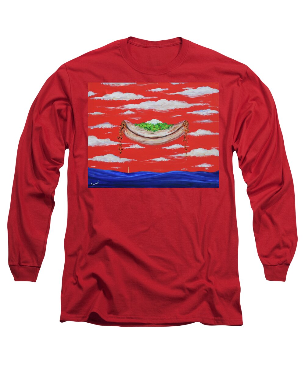 John Prine Long Sleeve T-Shirt featuring the painting It's a Happy Enchilada and you think you're gonna drown by Art Enrico