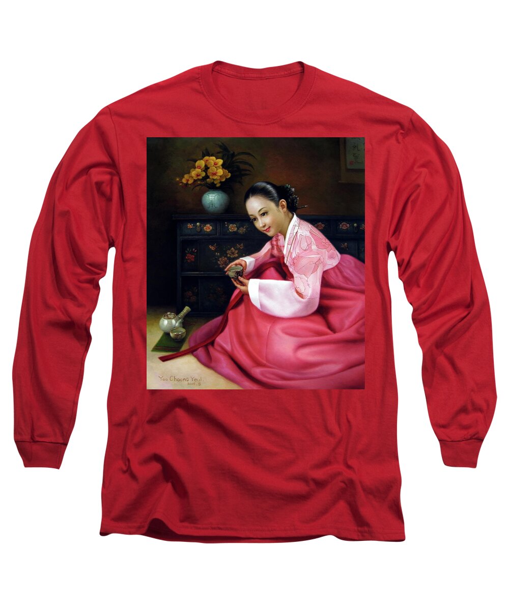 Woman Long Sleeve T-Shirt featuring the painting Korea belle 3 by Yoo Choong Yeul