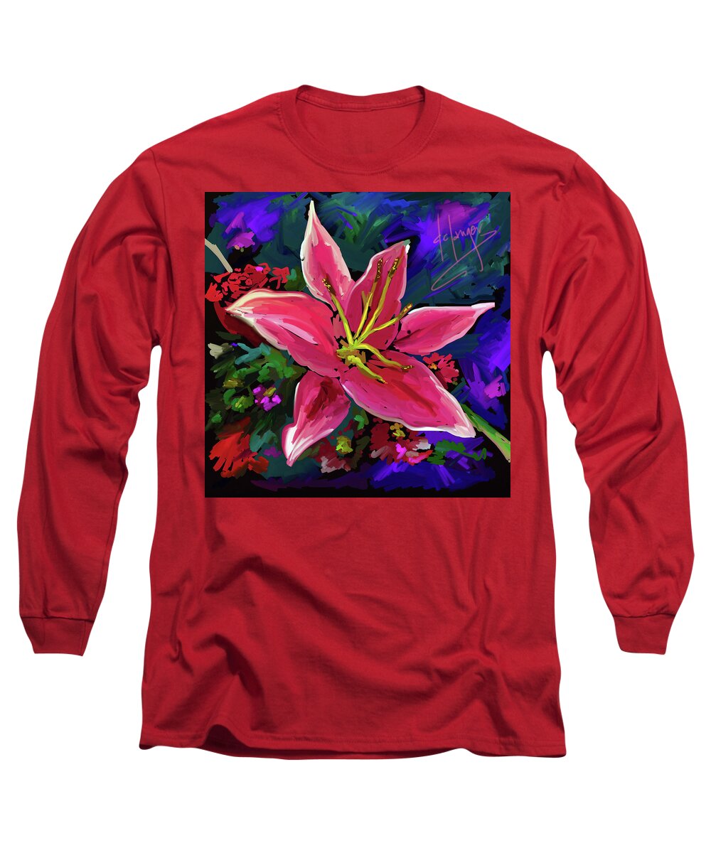 Lily Long Sleeve T-Shirt featuring the painting Lily by DC Langer