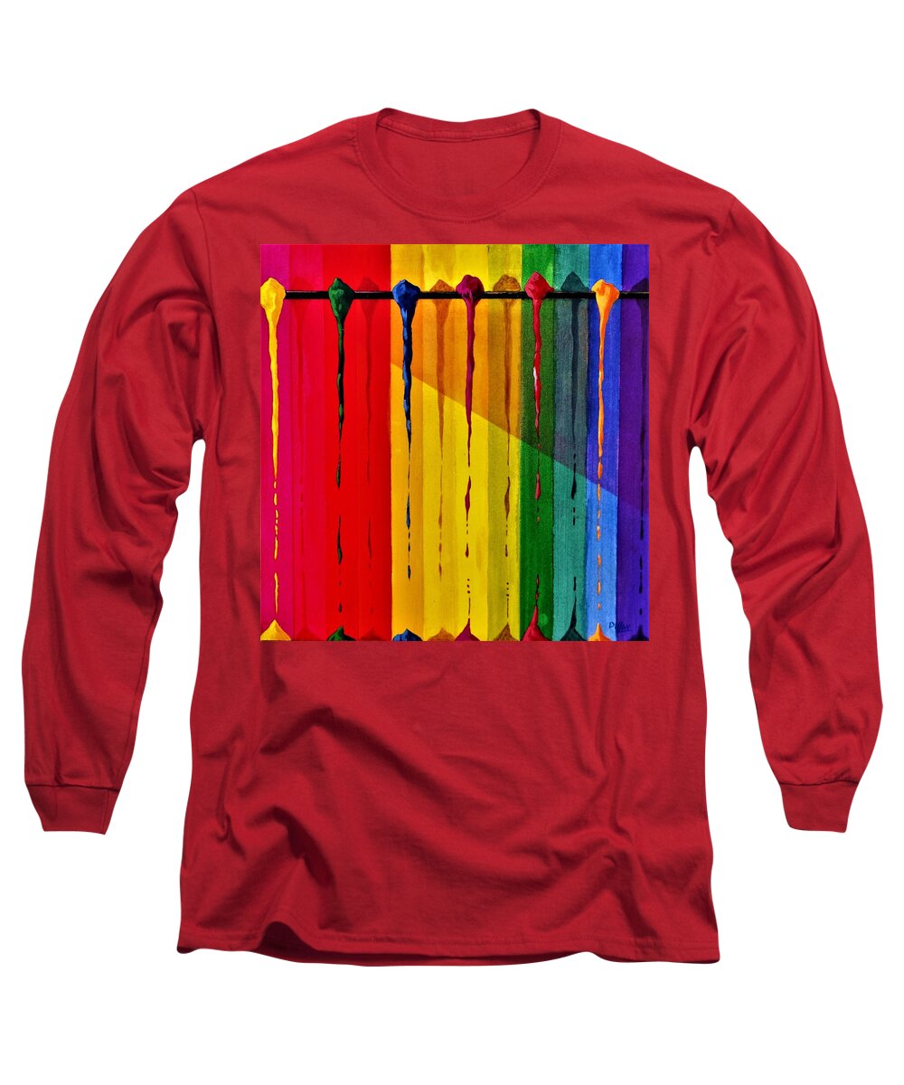 Pop Art Long Sleeve T-Shirt featuring the painting Line Of Fall Colors by Michael Dillon