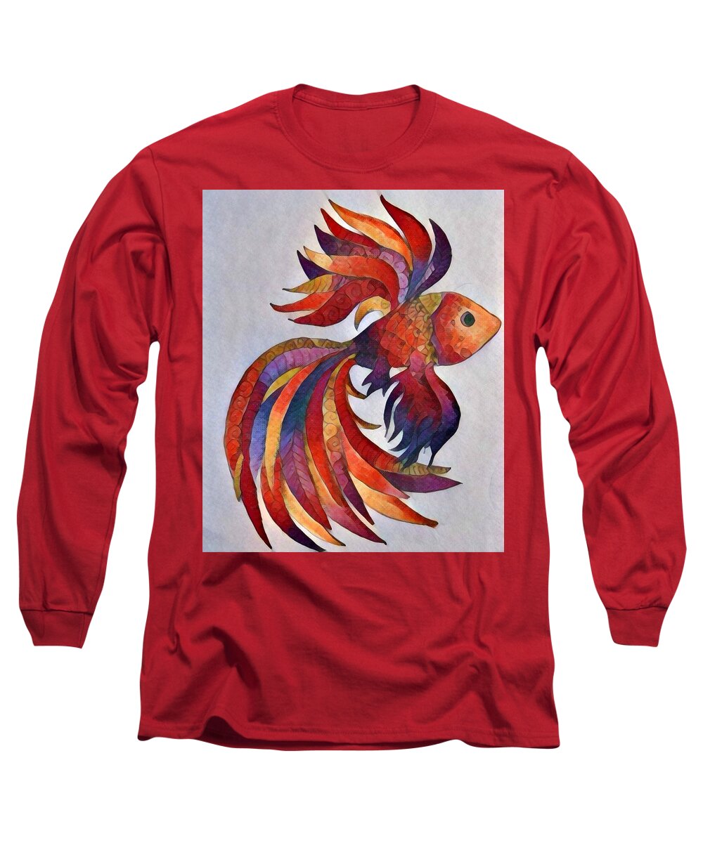 Fish Long Sleeve T-Shirt featuring the digital art Little fish by Megan Walsh