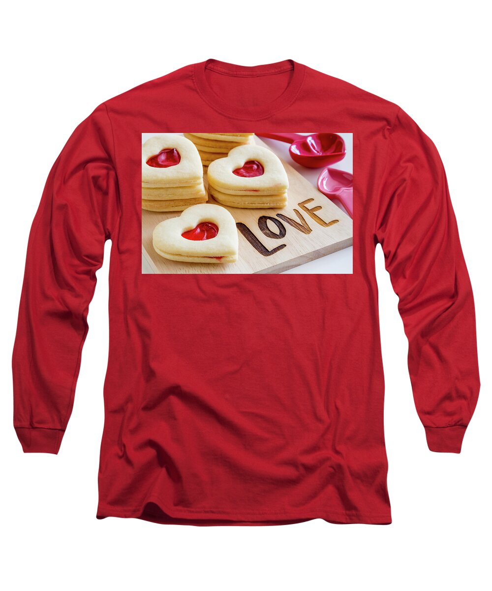 Valentines Day Long Sleeve T-Shirt featuring the photograph Love Heart Cookies by Teri Virbickis