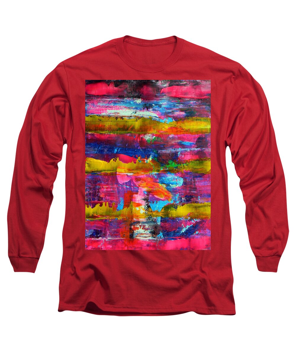 Abstract Art Long Sleeve T-Shirt featuring the painting Mad Season by Everette McMahan jr