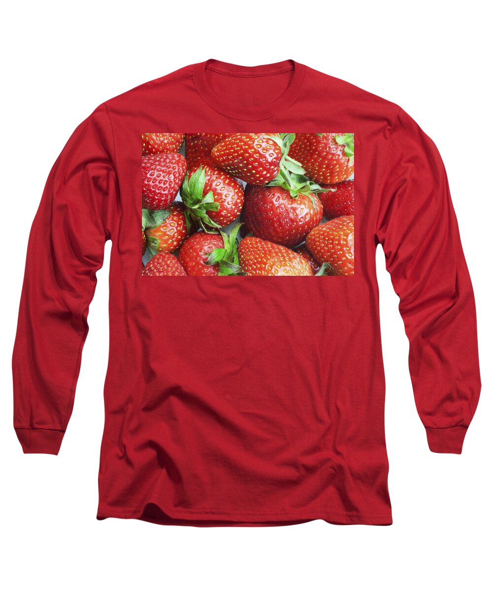 Marco Long Sleeve T-Shirt featuring the photograph Marco view of Strawberries by Paul Ge