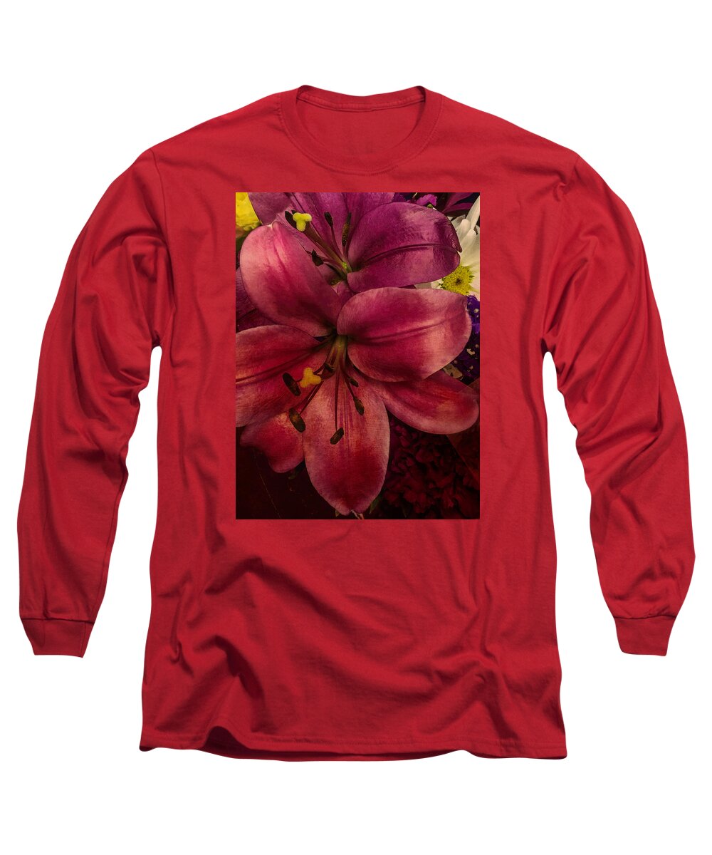 Lilly Long Sleeve T-Shirt featuring the photograph Marsala Lily by Arlene Carmel