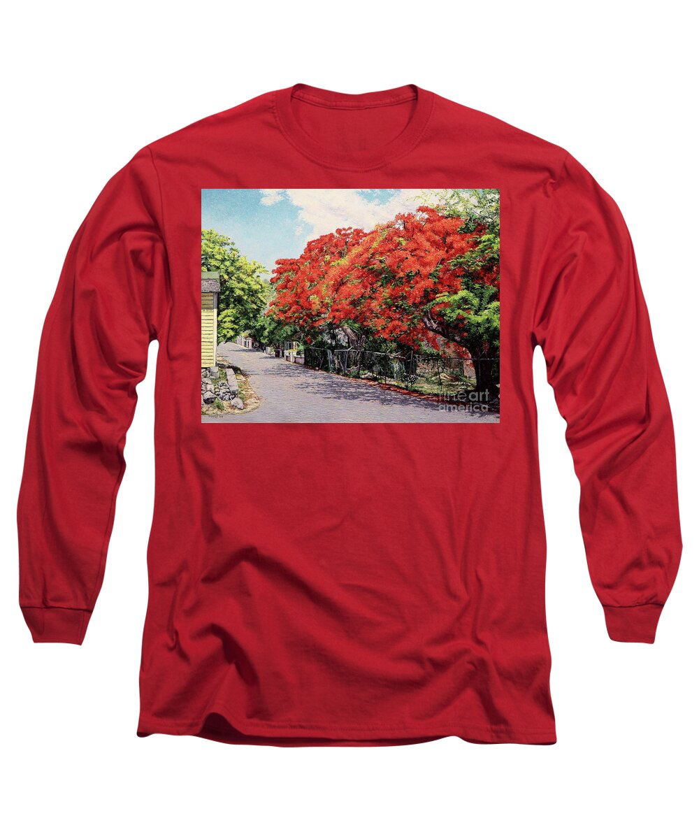 Eddie Long Sleeve T-Shirt featuring the painting Meeting and Nassau Street by Eddie Minnis