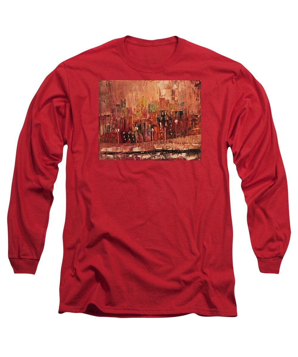 City Long Sleeve T-Shirt featuring the painting Mid Town by John Stuart Webbstock