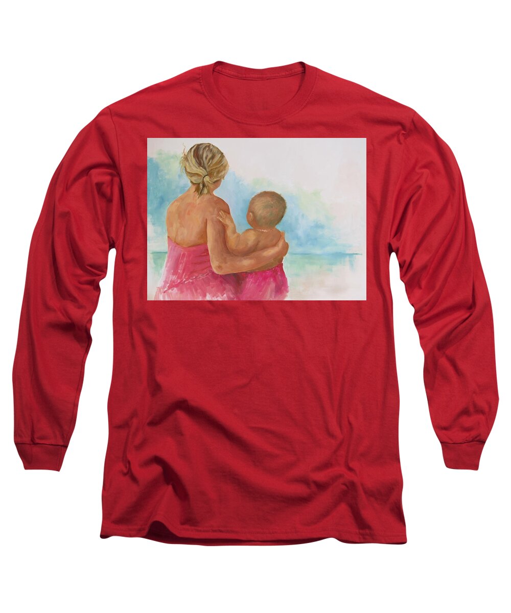 Beach Long Sleeve T-Shirt featuring the painting My Girls by Susan Richardson