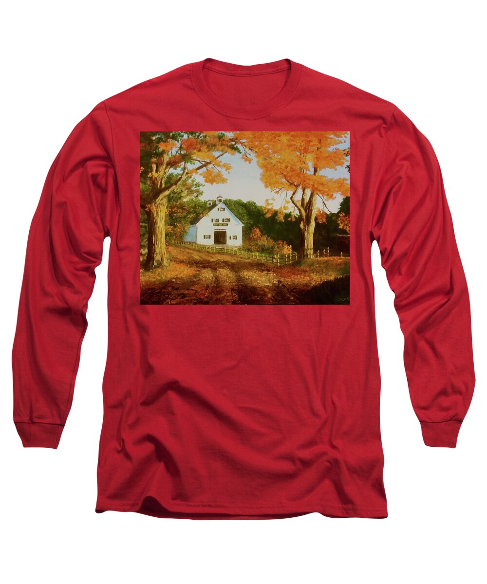 Country Scene Long Sleeve T-Shirt featuring the painting Old Country Road by Jack Skinner